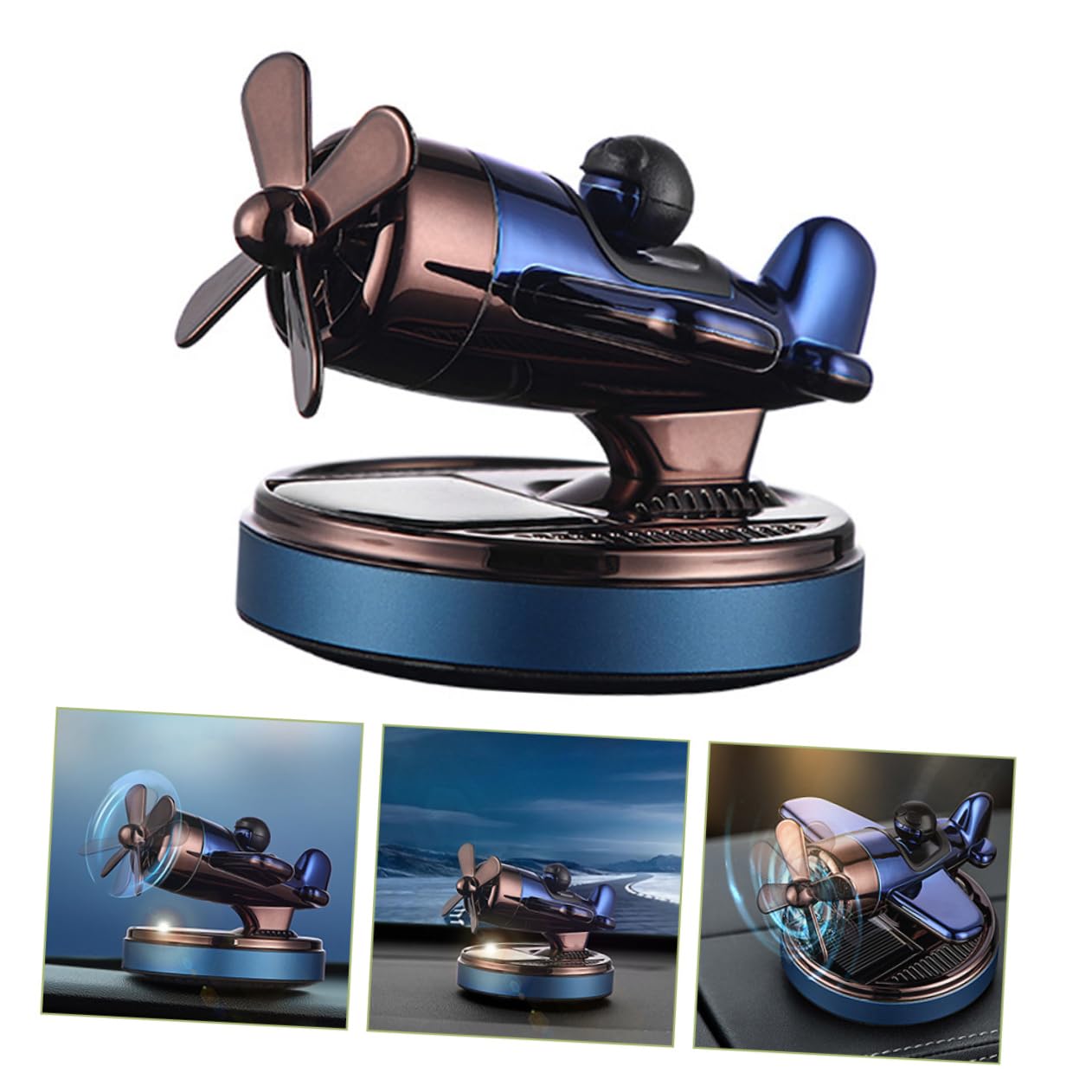 ULTECHNOVO 2pezzi Auto Diffusore Solare Aeromobile Decorativo Per Auto Casa e Ufficio Creativo Per Amici e Familiari Profumatore Rotante