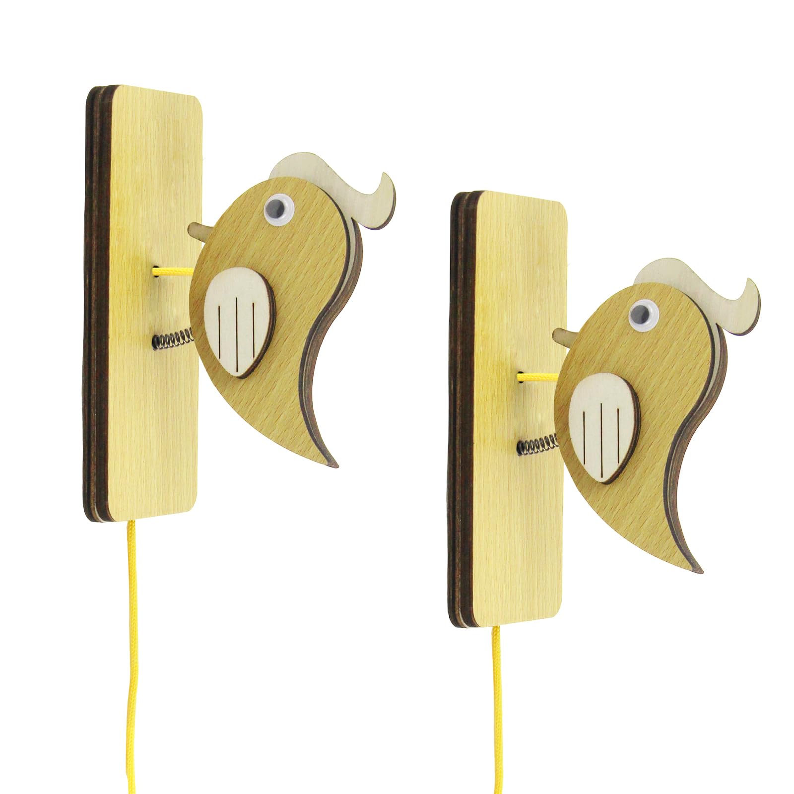 2 Campanelli A Forma Di Picchio In Legno | Decorazione Porta Con Battente | Ideale Per Casa, Scuola, Esterno | Divertente E Pratico - Foto 4