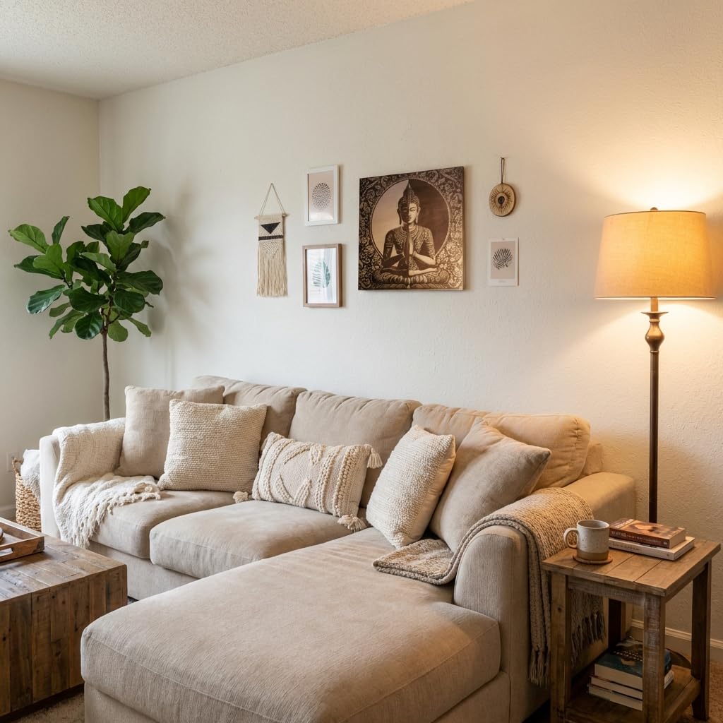 grabewood Quadro di Buddha in legno 30 x 30 cm da parete | Decorazione Zen Spirituale Feng Shui | Arte orientale per casa, yoga e meditazione