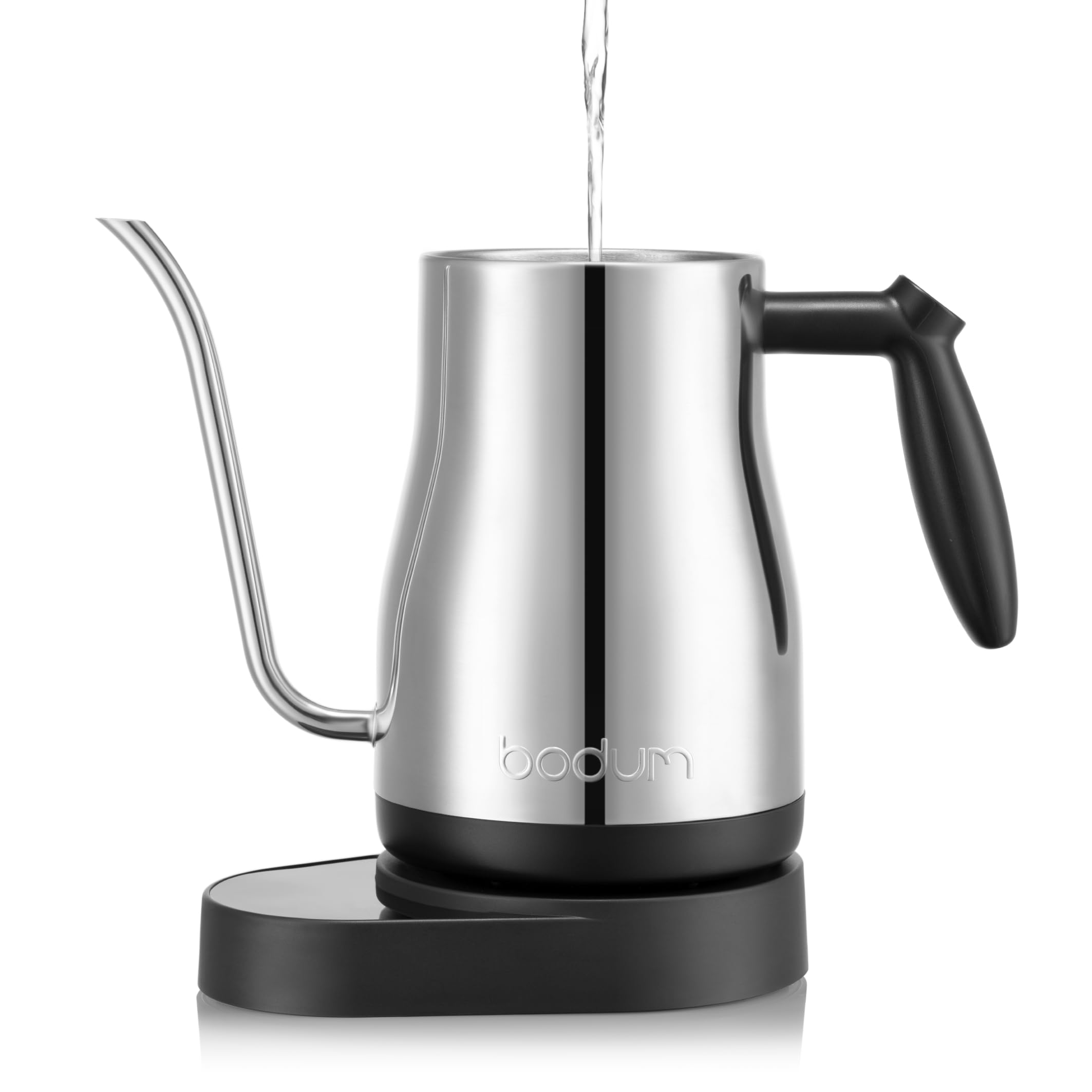 Bodum 34 oz Bistro Gooseneck Electric Water Kettle, Pour Over Coffee & Tea, Temperature Control w/Wi-Fi Display, Polished Stainless Steel