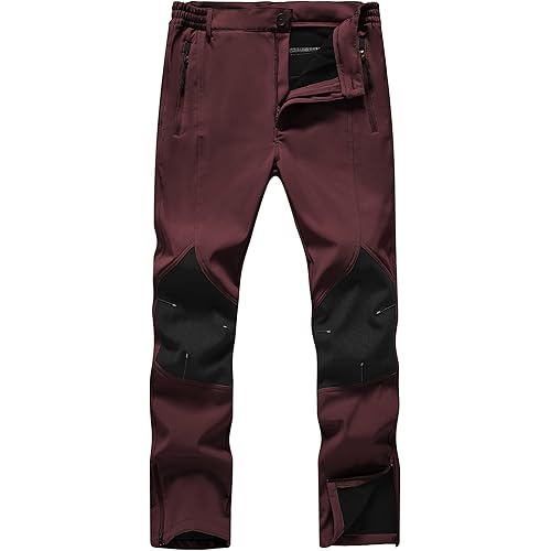 Men's Waterproof Snow Ski Pants Fleece Lined Ripstop Windproof Outdoor Insulated Cargo Hiking Winter Pants