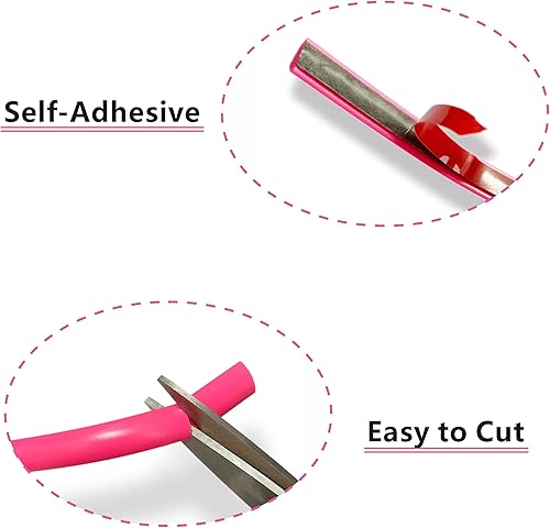 Miniatura 4 de Ancho 34 pulgadas (0.787 in), color rosa intenso para exterior e interior, moldura universal para salpicadero, parachoques, ventana, puerta,