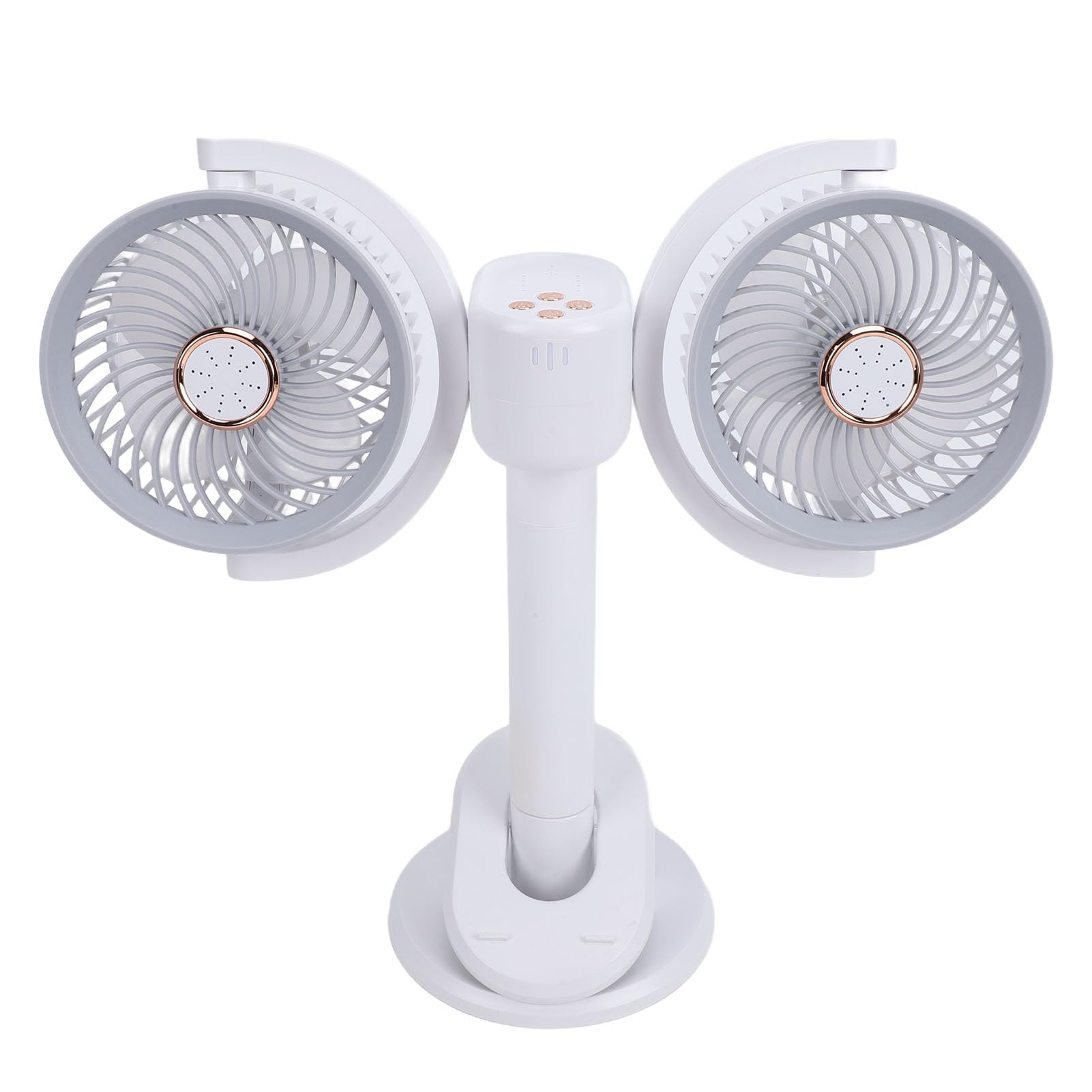 Ventilatore da Tavolo Ricaricabile con Doppia Testa, 2400mAh con | Ventilatore portatile con clip personale, ricaricabile tramite USB, ruotabile a 360°, per auto, letto, ufficio, campeggio,