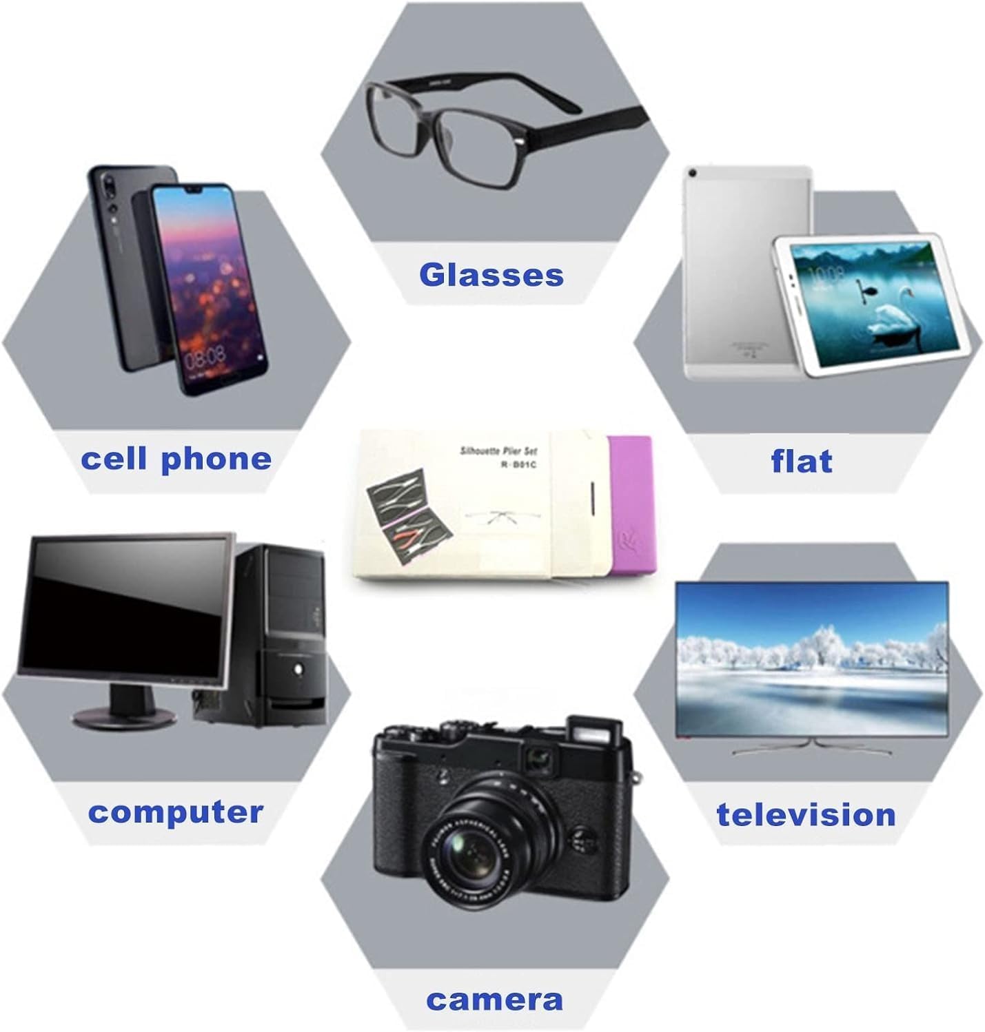 Kit di riparazione per occhiali senza montatura con 6 pinze di precisione, compatto e portatile per riparazioni facili di orologi, occhiali e computer