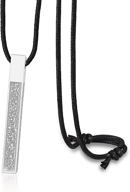 VASSAGO Islamic Ayatul Kursi Necklace for Women Men Stainless Steel/Leather Chain Muslim Allah Arabic 3D Bar Pendant Islam Eid Ramadan Gift Jewelry