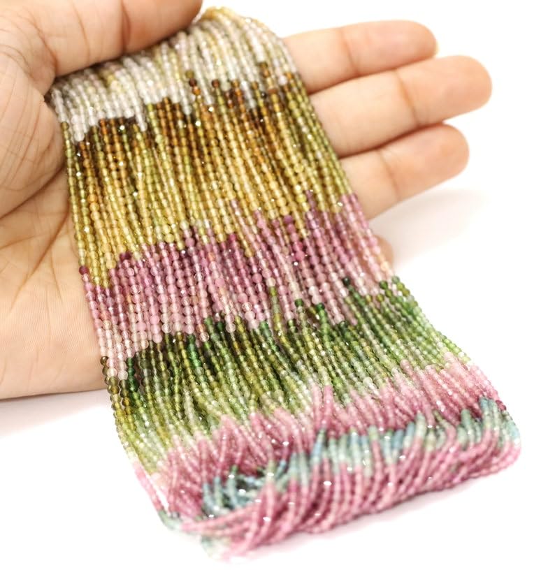 Tourmaline naturelle perles à facettes pierre précieuse collier DIY - 2