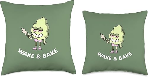 Miniatura 3 de Wake And Bake Kawaii Stoner Weed Lover Stoner Gift Wake and Bake Kawaii Weed Lover - Divertida almohada de regalo con diseño de fumeta, 18 x 18