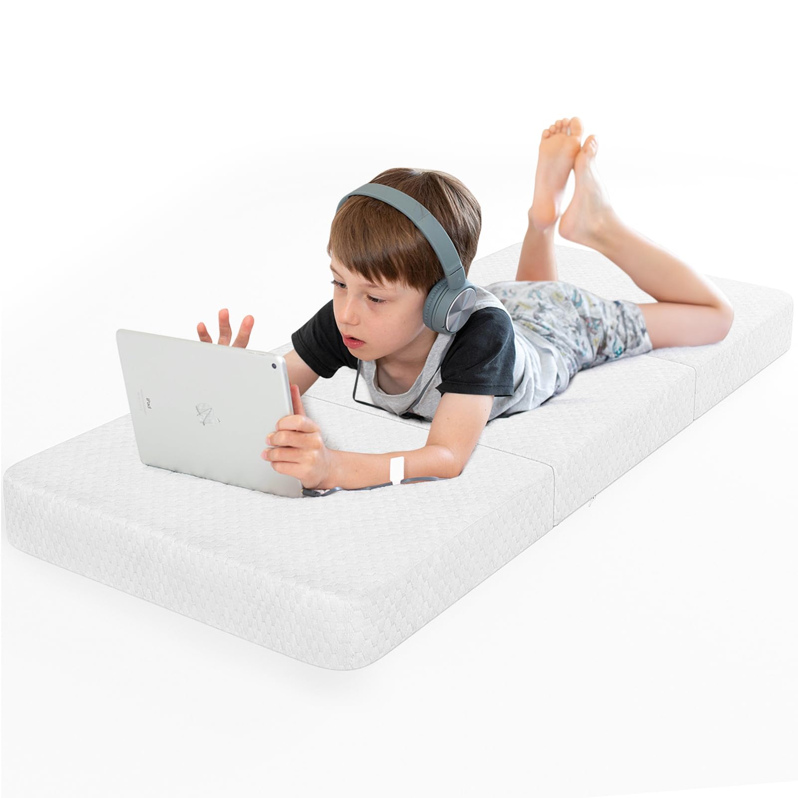 Toddler Nap Mat, Waterproof Sleeping Mat for use in Preschools and Daycares, Sleeping Pad with Ultra Soft Jacquard Waterproof Cover