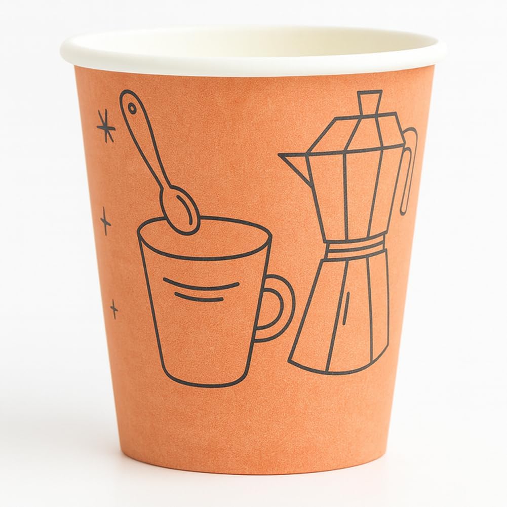 BAKAJI 1000 Disposable Coffee Cups, 75 ml Capacity, Disposable Paper Cups for Hotel, B&B, Home, Ideal for Parties and Events, Biodegradable and Eco-Friendly Durable Cups (Mocha)