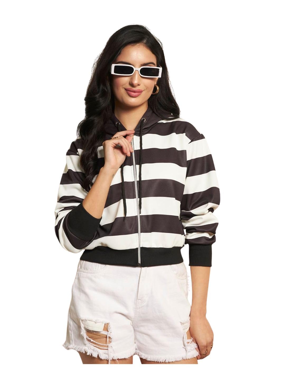 tandul Women Striped Multicolor Jacket - Fleece Full Sleeve Regular Fashion for Office, Casual, Festive & Party (12235)-picture-31