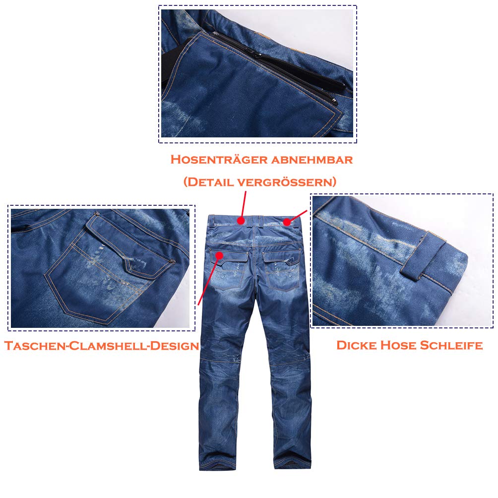 Casual Bretelles de Ski en Jean imperméable et Respirant pour Homme