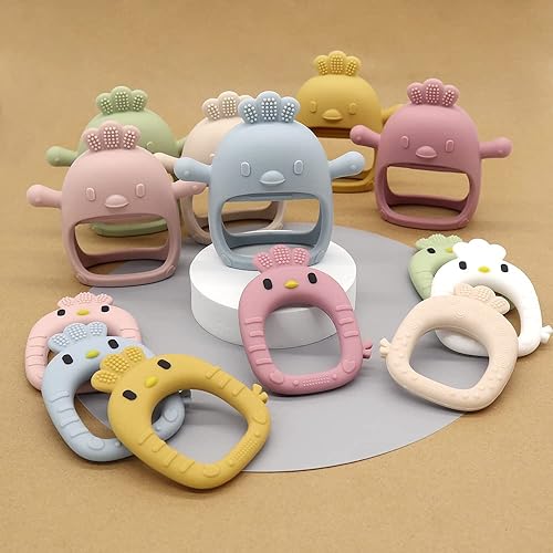 Miniatura 7 de Mordedor de silicona para bebés, a prueba de polvo, juguetes para masticar y chupete calmante 2 en 1, mordedor de silicona anticaídas para muñeca de