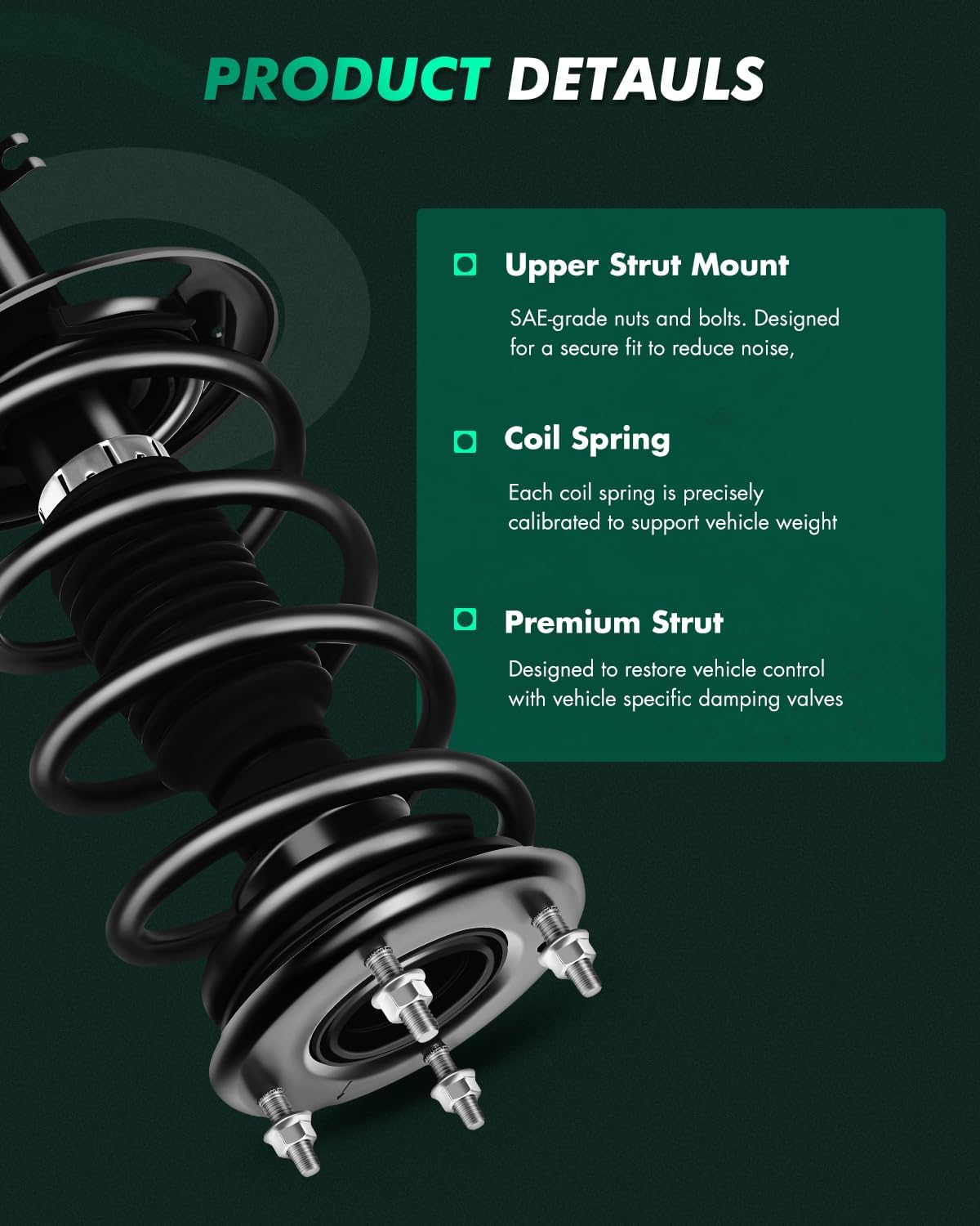 SCITOO Front and Rear Complete Strut Assembly and Coil Spring for Ford Taurus 2013-2017 Struts Shocks Replace 172653 349165 5648 - Set of 4