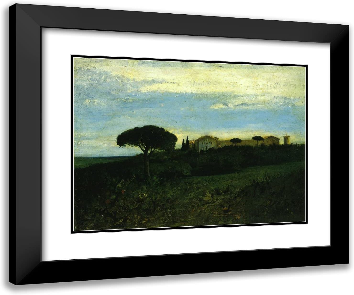 ArtDirect Courbet, Gustave 24x20 Gold Ornate Framed Art Print with Double Matting Titled: View of La Tour de Farges