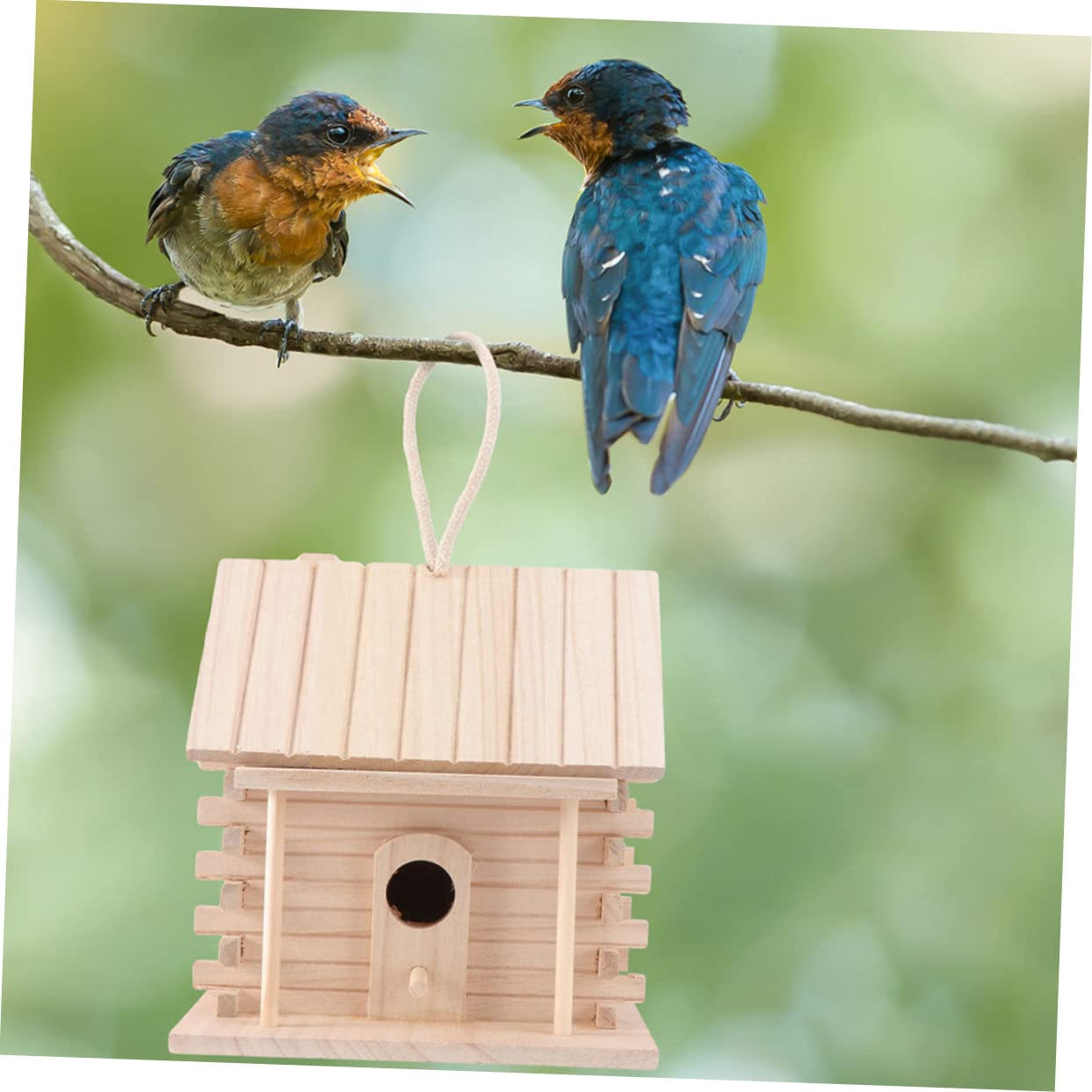 Toddmomy Hängendes Holz Vogelnest Brutkasten für Kleine Vögel 2 Stück | Beige, Hüttenstil, Unlackiert zum Selbstgemacht Bemalen, Dekorativ als Hausornament, für Papageien