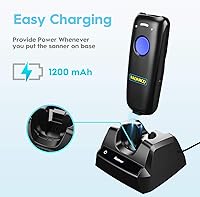 Vista 4 de NADAMOO Escáner de código de barras inalámbrico 1D compatible con Bluetooth, con base de carga, escáner de código de barras USB portátil