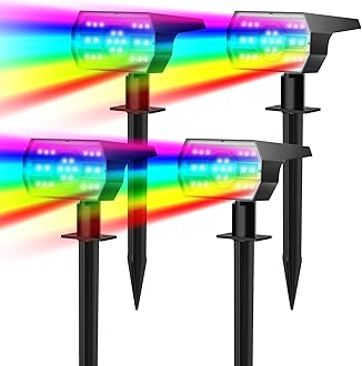 NYMPHY Solar Color Changing Lights, 7 Lighting Modes Solar Lights Outdoor Waterproof IP68, Multicolor RGB Outdoor Lights for Garden Yard Landscape Decorations- 4 Pack