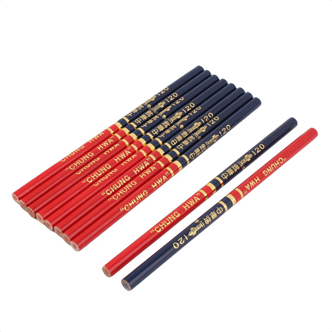 Uxcell a16031800ux0140 School Office Home Carpenter Marking Drawing Writing Pencil Dual Head Red Blue (Pack of 10)