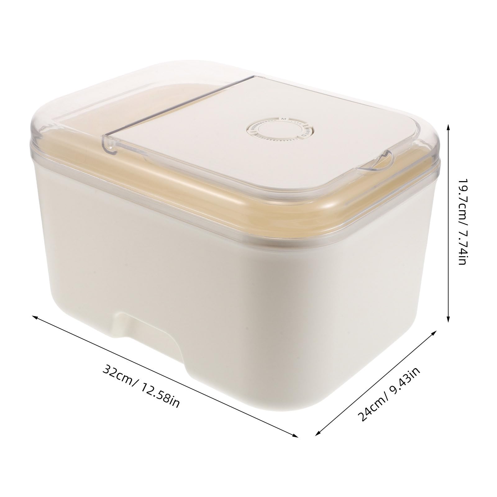 Amosfun Contenedor de Almacenamiento de Granos de 10kg con Cierre Hermético y Diseño de Plástico Beige para Organización de Despensa y Cocina Reutilizable