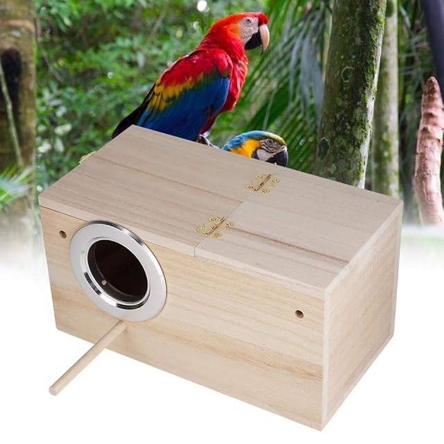Foto 2 de 4 de Sheens Caja de cría de pájaros, pajareras de Madera Natural Nido de pájaros pequeños para Periquito Pinzón…