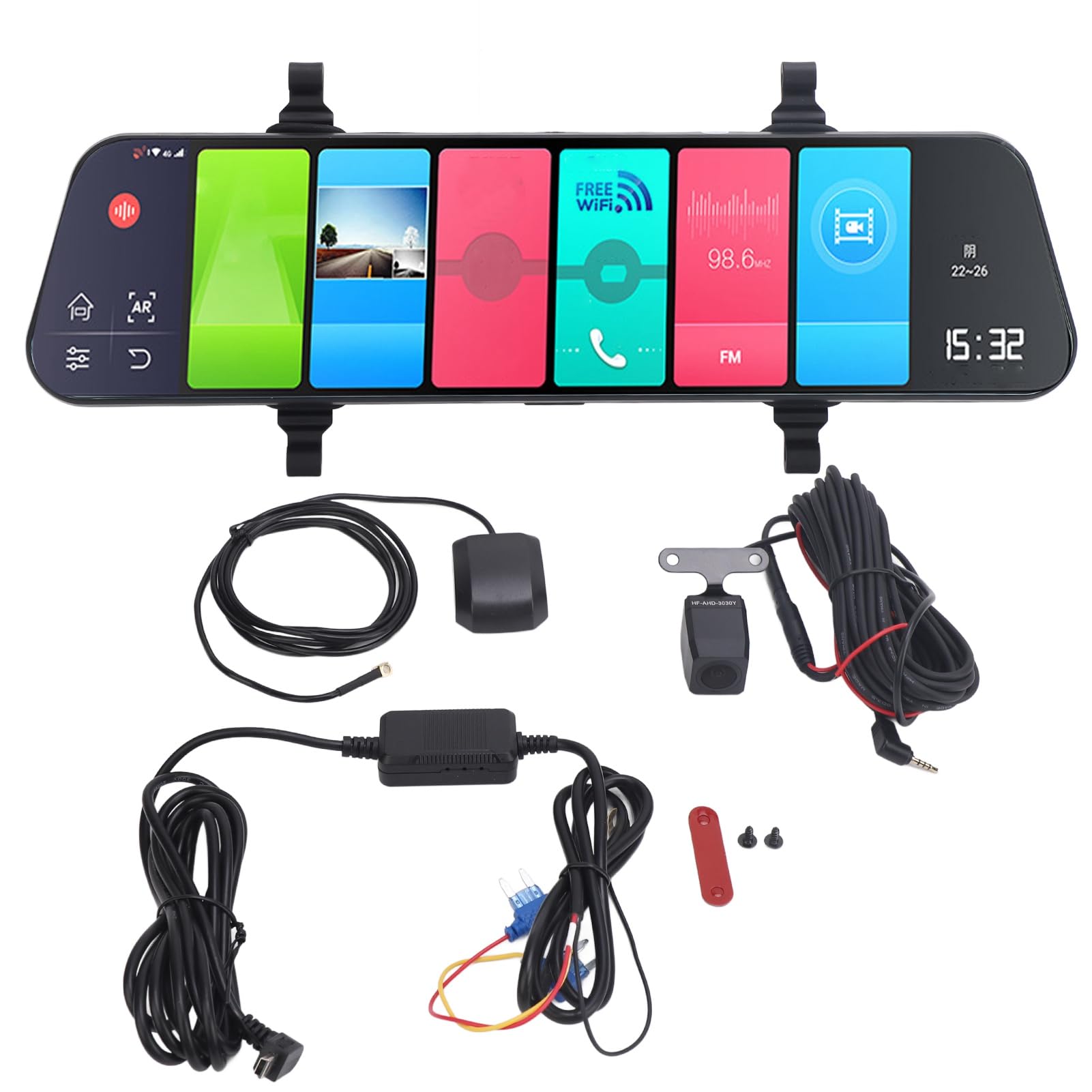 Dash Cam a Specchio da 12 Pollici per Auto e Camion, Telecamera di Retromarcia WiFi 1080P FHD Supporto per Retromarcia Touch Screen 4G, Registratore di Guida con Sensore G,