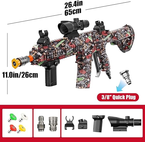 Miniatura 4 de Pistola de lavadora a presión de 3600 PSI con pivote y 4 boquillas, conectar cañón de espuma para lavado de autos - Pistola rociadora de alta