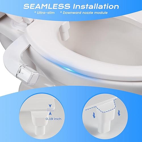 Miniatura 4 de Accesorio de bidé ultra delgado con doble boquilla para inodoro, accesorio de asiento de inodoro con controles de presión (lavado