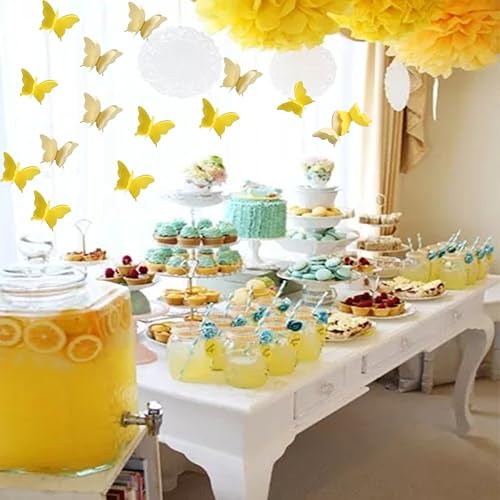 Miniatura 4 de Guirnalda Zilue de papel, decoración para bodas, baby shower, cumpleaños y decoración temática, 110 pulgadas de largo, juego de 2 piezas, Amarillo