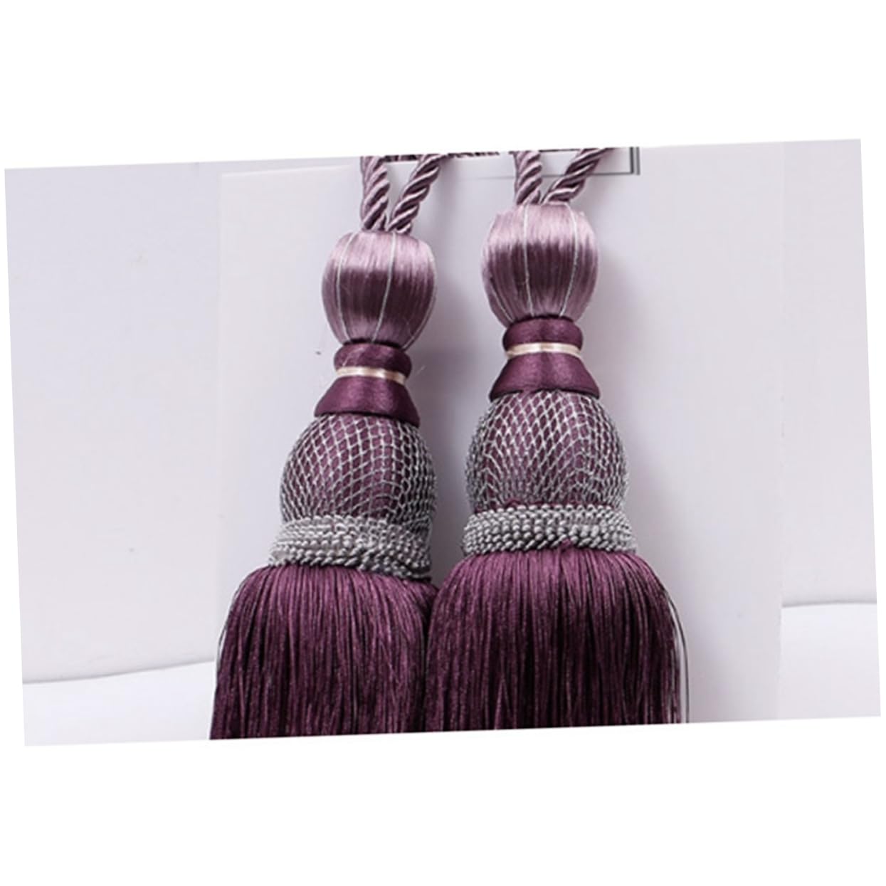 Embrasses de Rideaux, Supports de Rideaux, Lot de 2, Pompons de Rideaux, Cordons de Fixation pour Rideaux, Sangles de Pompons, Accessoires pour Rideaux, Sangles de Rideaux (comme illustré)