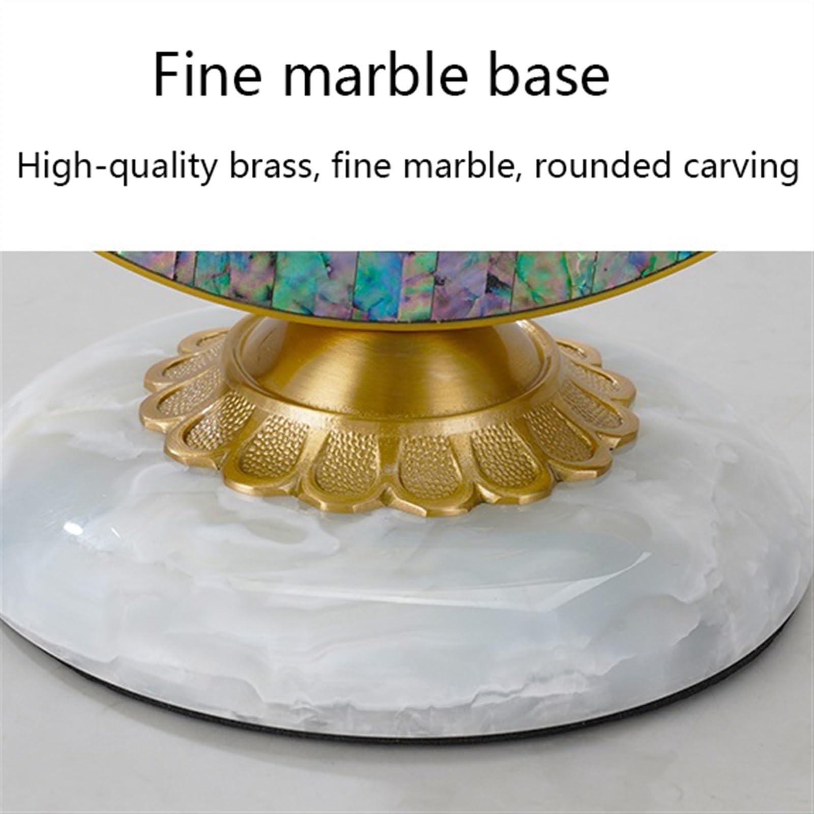 Wecker, Schreibtischuhr aus Messing mit Abalone-Muschel, Mehrfarbig(Shell Green)