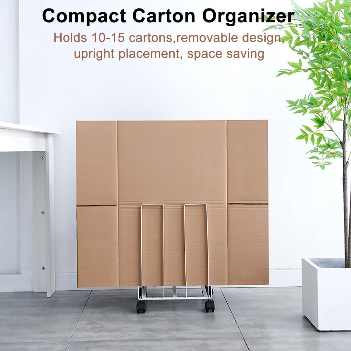 Tragbares Kartonregal Mit Rollen – Robuster Organizer Für Einfachen Transport Und Recycling Von Karton, Ideal Für Zuhause, Lager Und Versandzentren, 31 X 26 X 43,5 cm