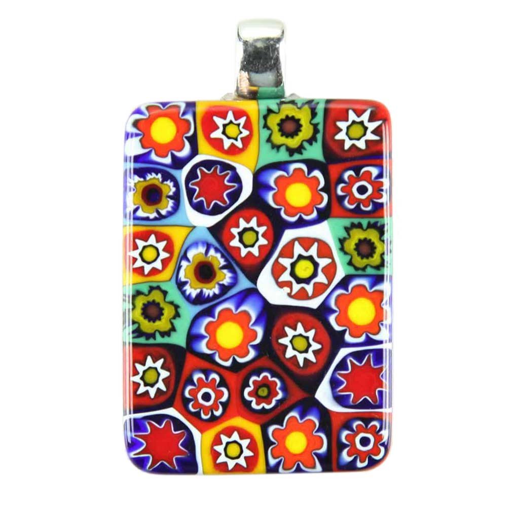 Glass Of Venice Millefiori-Anhänger aus Muranoglas, rechteckig, mehrfarbig