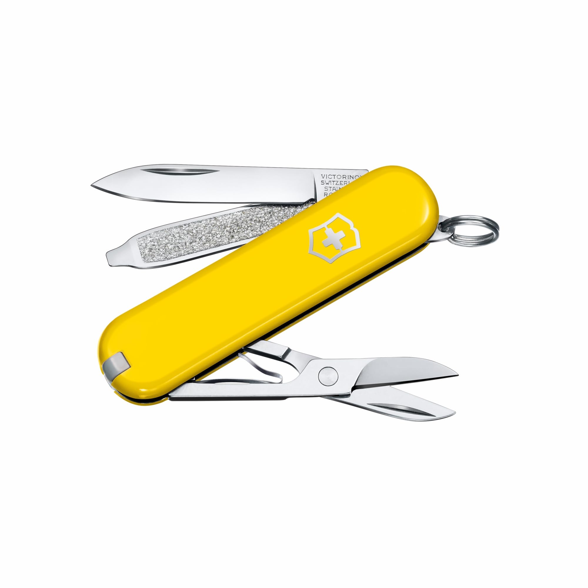Victorinox Classic SD Mini Swiss Army Knife, Camping Pocket Knives, 7 Functions, Blade, Keyring