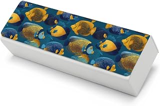 Colorful Tropical Fish Eyeglasses Case with Cleaning Cloth | Funny Hard Shell Glasses Protective Box Fits Most Glasses for Women Men