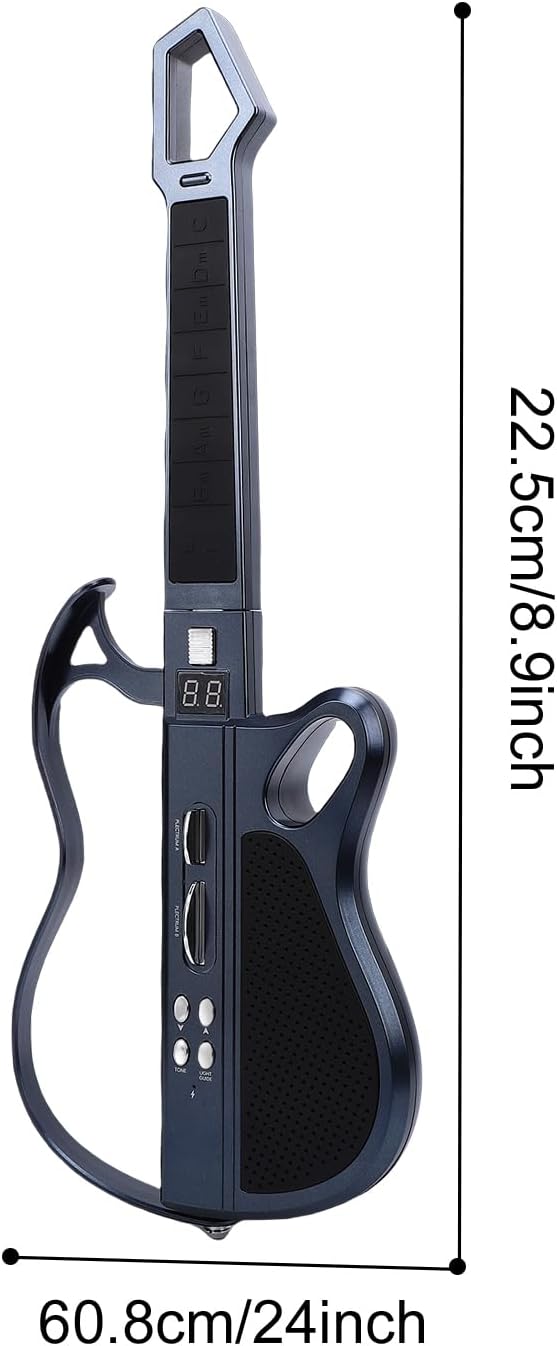 Fafeicy Kids Electric Guitar Foldable Stringless LED Light Up Music Instrument with 7 Sounds BT Drums Rechargeable for Travel Family Time (Black)