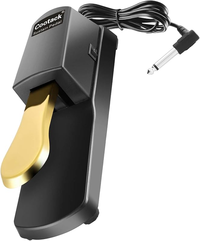 Universal Sustain Pedal Suitable for Yamaha Casio Roland Electronic Keyboards, Digital Piano & More Gold