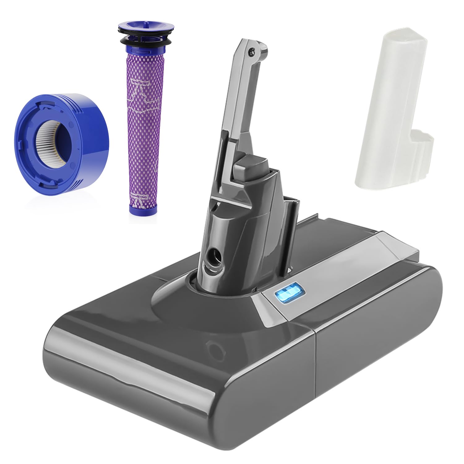 Batterie 21,6V 4,5Ah Pour Dyson V8 - Compatible Absolute, Fluffy, Animal - Avec 2 Filtres Lavables
