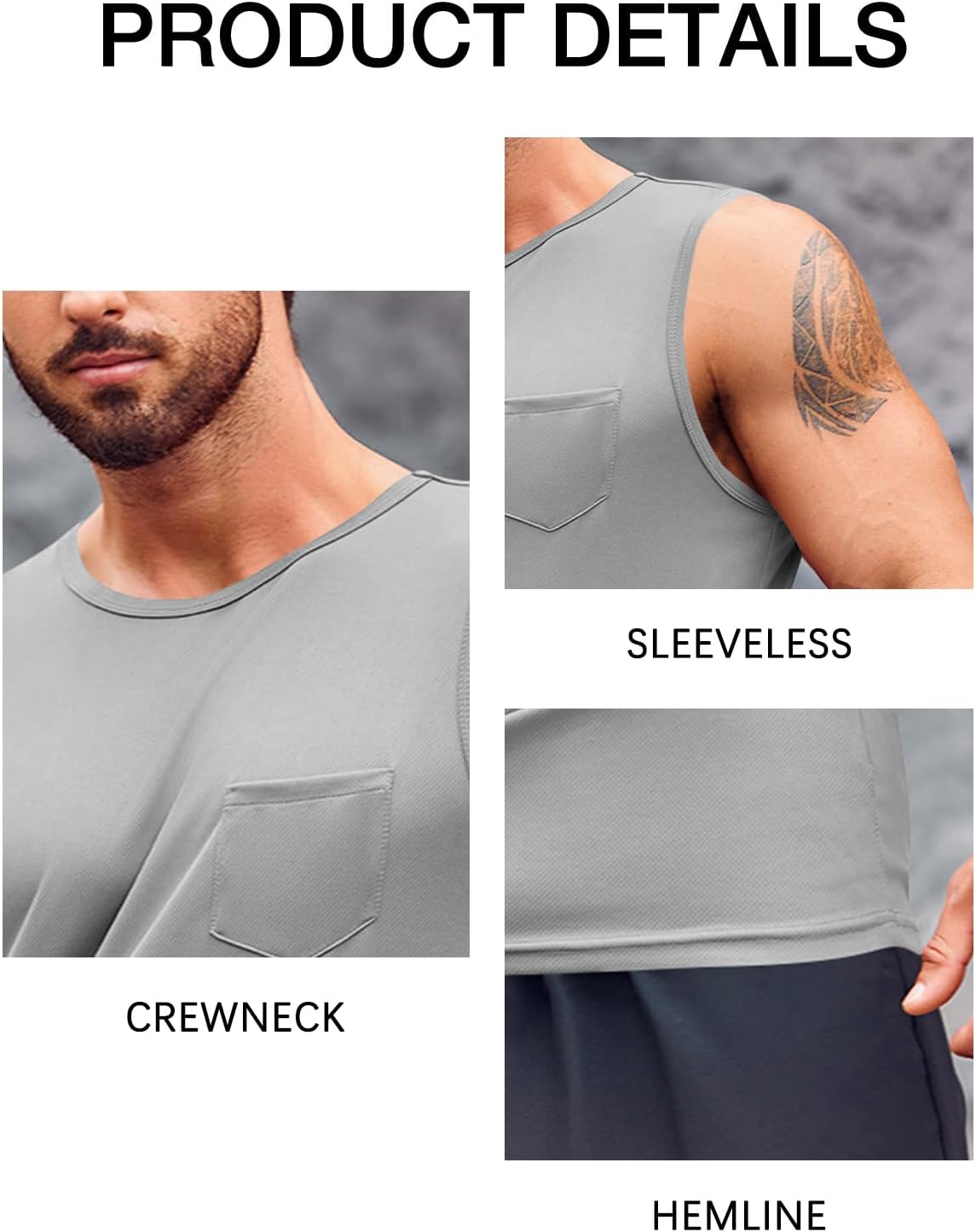 Runcati Mens Sleeveless Workout Tank Tops Athletic Muscle Gym T Shirts with Pockets - Image 6