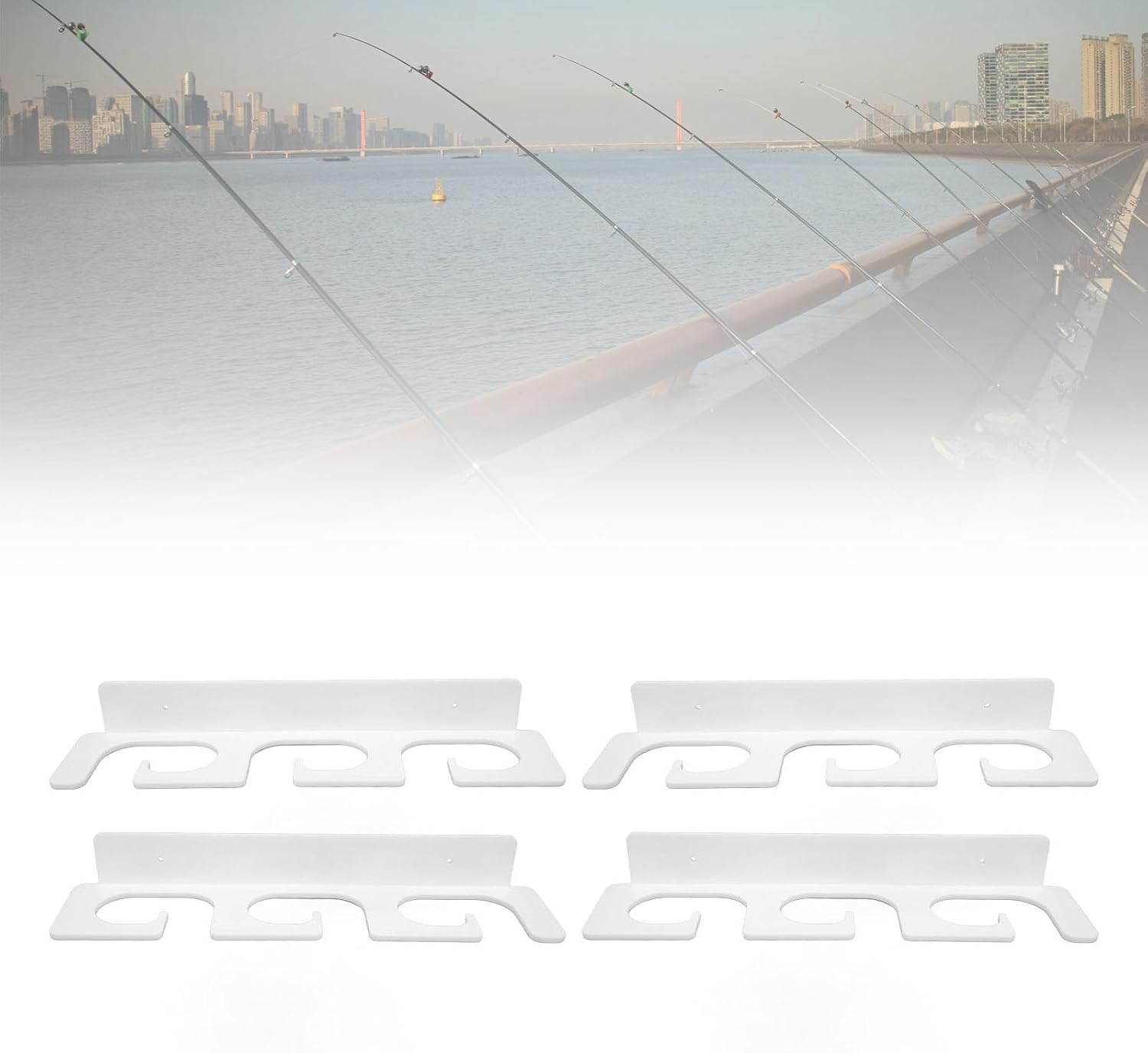 CCYLEZ Ceiling Fishing Rod Holder, Fishing Rod Holder Stylish 4Pcs Easy for Outdoor (White)