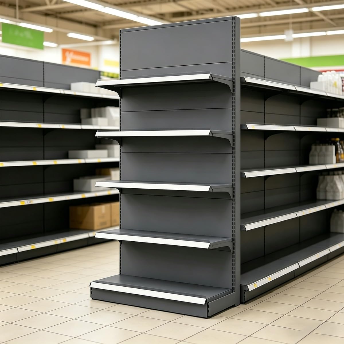 Einstellbares Gondelregal, Metall-Shop-Display-Rach, EIN- / doppeltseitig, 4/5-Stufe mit Seiten-Mesh, kaltgewalzter Stahl für Einzelhandelsgeschäft