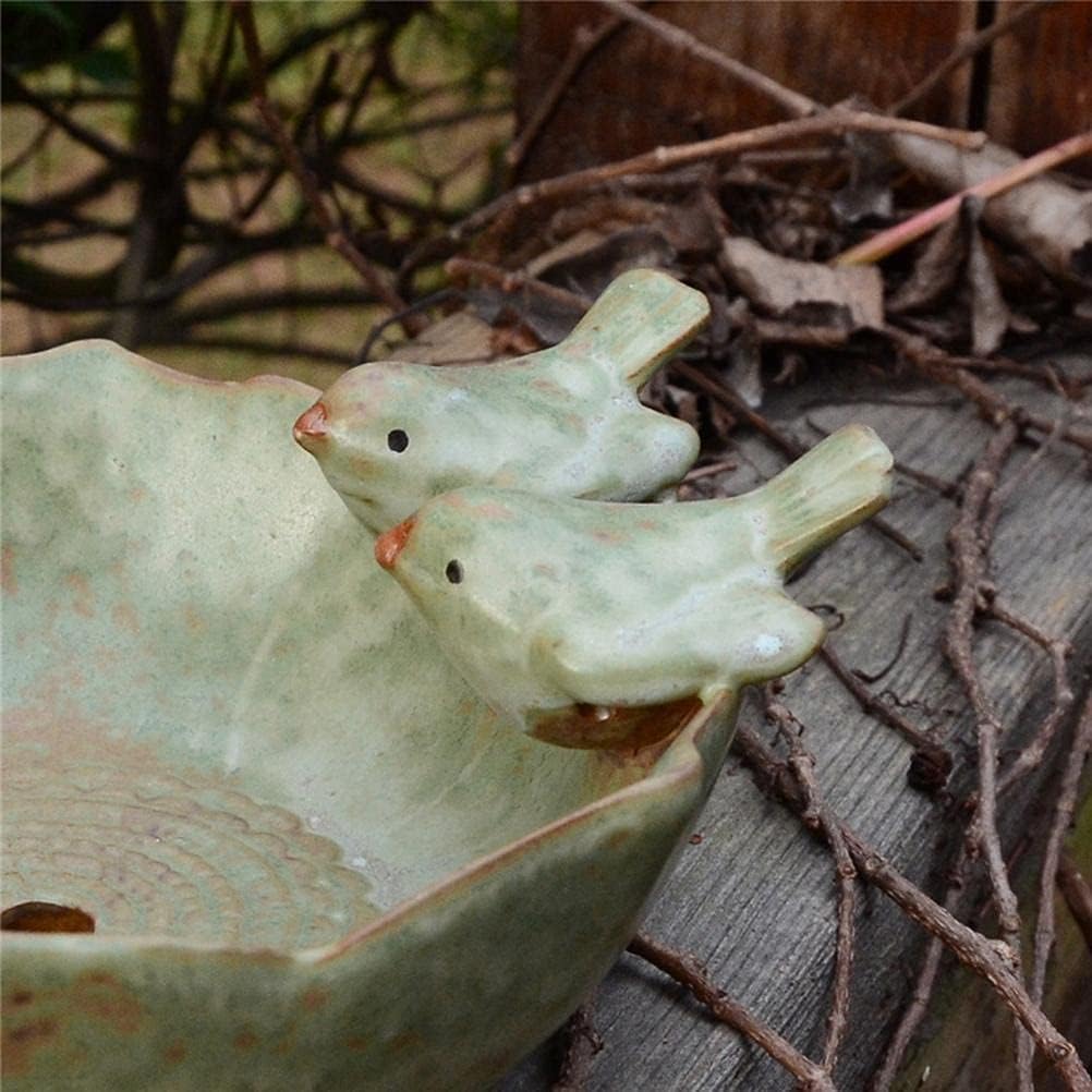 Comedero para pájaros de jardín, cuenco para baño de pájaros, Bebedero para pájaros, soporte para contenedor, plato de fruta de cerámica, comedero para pájaros, acuario