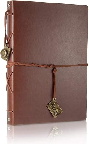 Miniatura 10 de ThxMadam Cuaderno vintage A5 con cubierta de cuero, cuaderno de escritura, diario de viaje, cuaderno de bocetos recargable con 200 páginas de papel