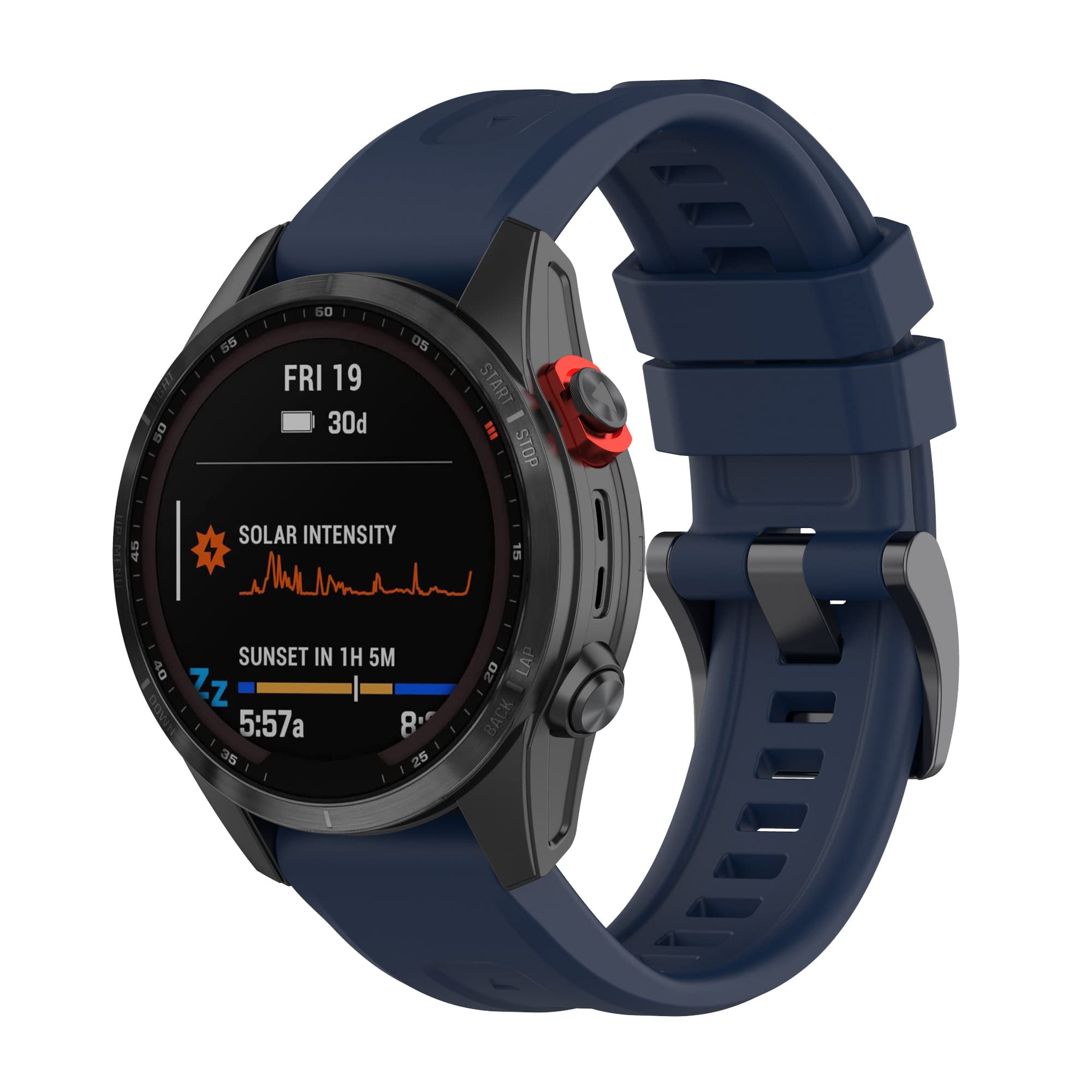 Bracelet de rechange en silicone souple pour Garmin Fenix 7S, 6S/5S, 7S Solar/Instinct 2S (bleu vert)