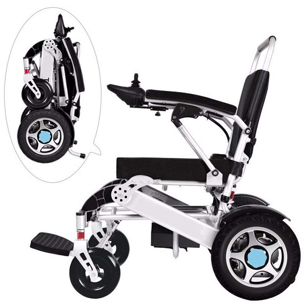 Deluxe Fold Foldable Power Compact Mobility Aid Wheel Chair, Lightweight Folding Carry Electric Wheelchair, Motorized Wheelchair, Powerful Dual Motor Wheelchair with Remote Control