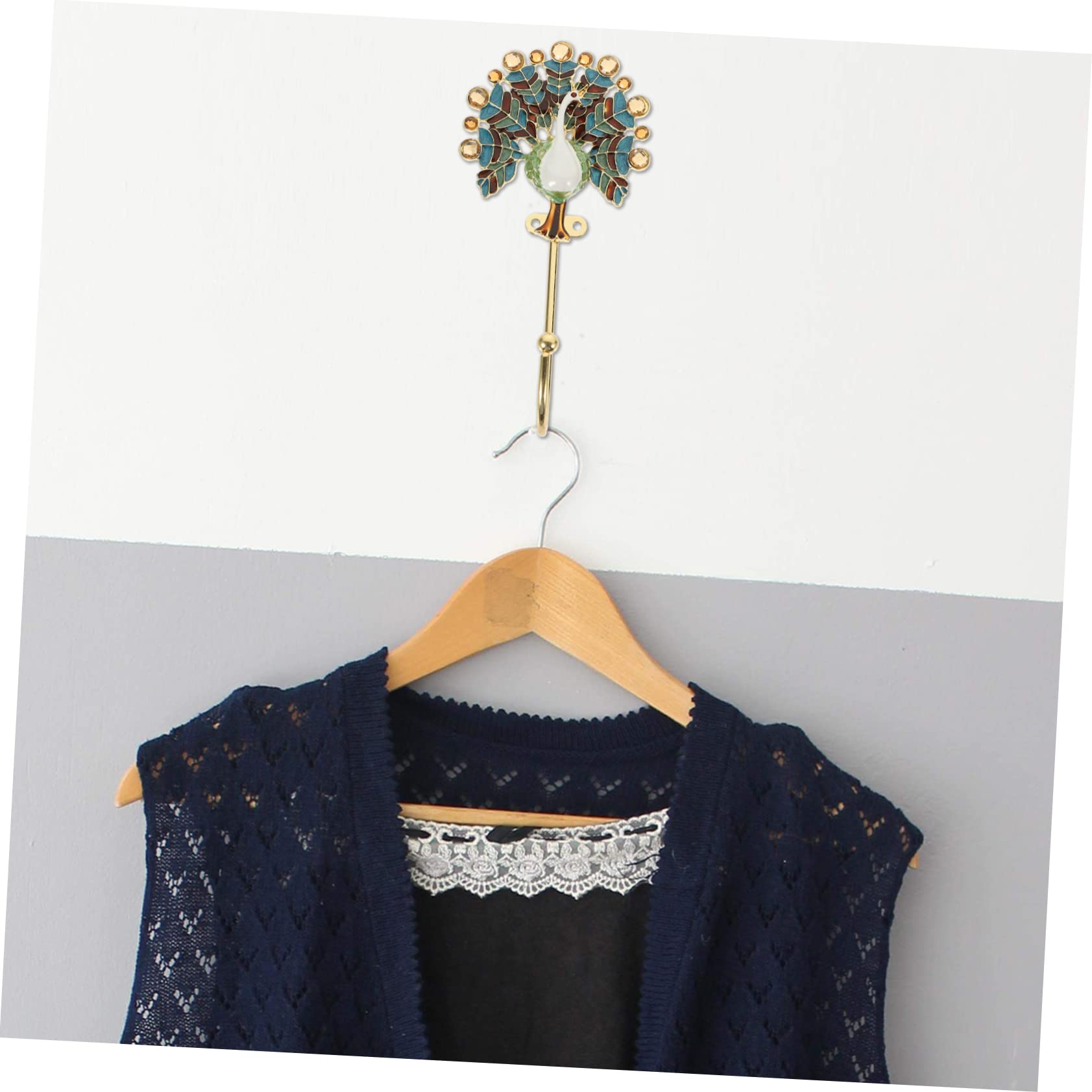NUOBESTY 2 Piezas Gancho de pavo real baño Delicado gancho de chaquetas manos gancho de pared decorativo perchas para sombreros ganchos antiguos para colgar estante Aleación de zinc