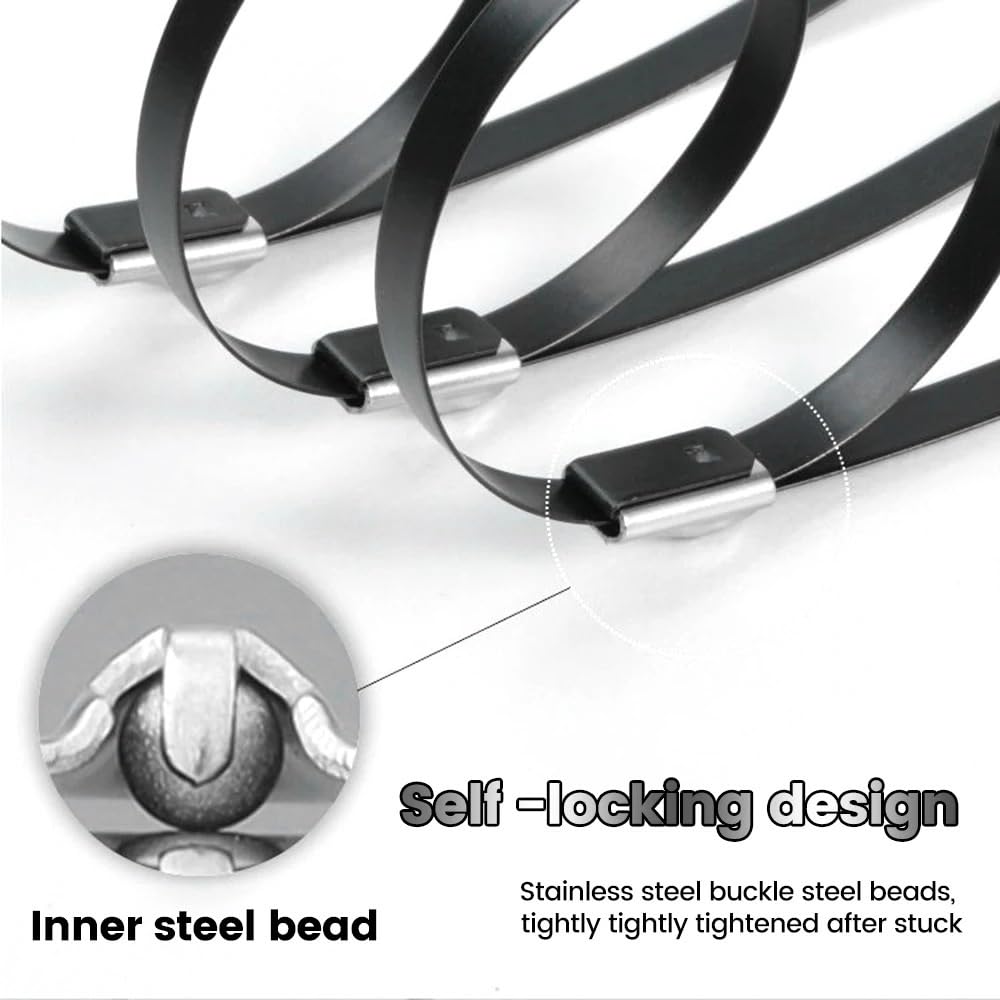 Sujetacables de acero inoxidable, 100 unidades, metal 304 autobloqueante, resistente a los antioxidantes, duradero