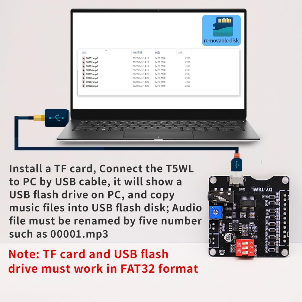 DY-T5WL USB connection for file transfer