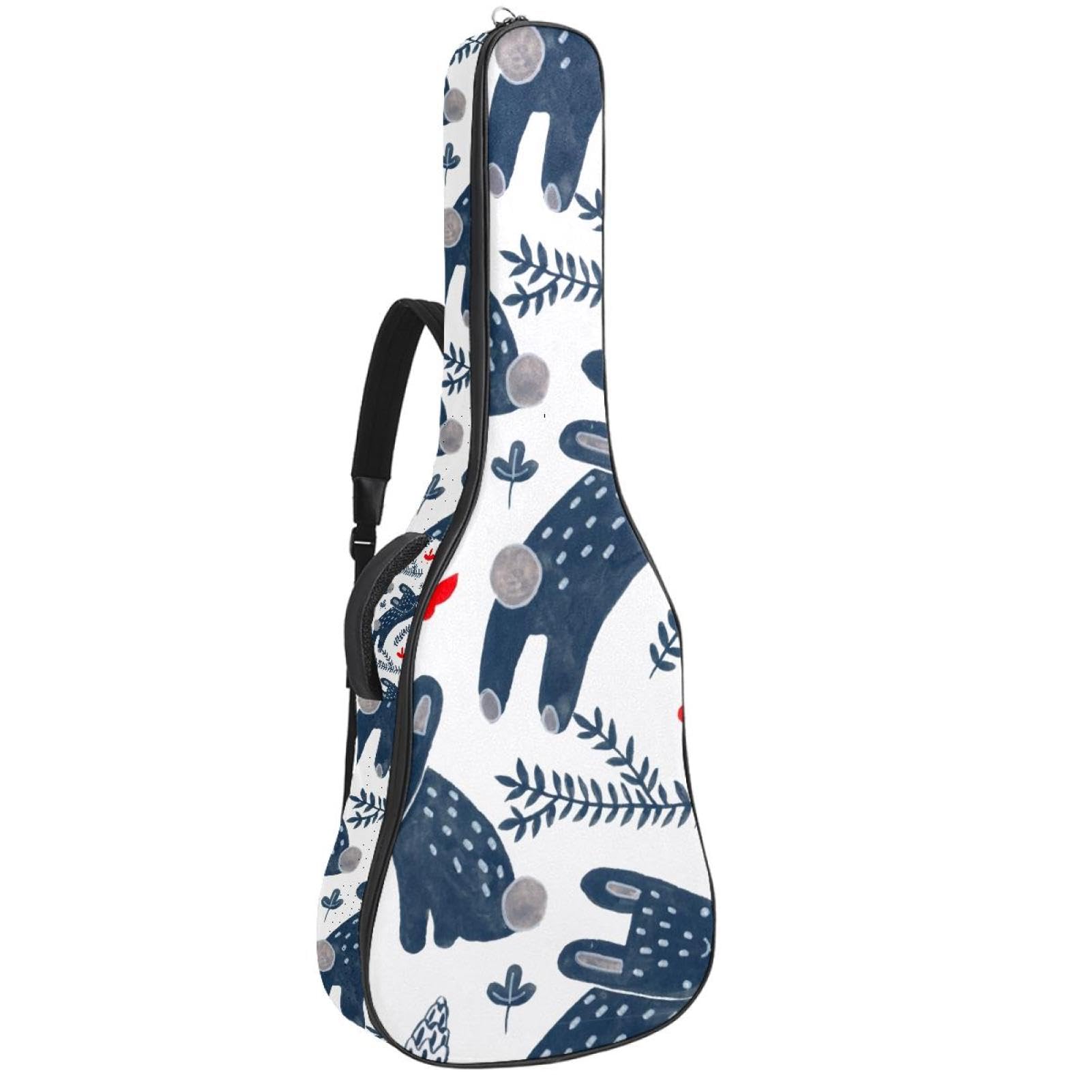 Torba na gitarę akustyczną wodoodporny plecak na gitary gruby miękki wyściełany kreskówka królik klasyczna obudowa na gitarę, wielobarwny, 42.9x16.9x4.7 in, Organizer do torby