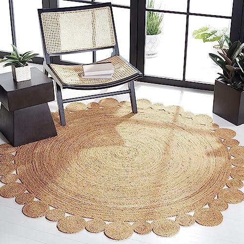 GlammTexa Hand Woven Round Jute Area Rug Braided Round Rugs