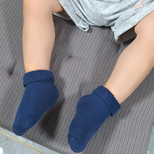 Jakidar 6 Pairs Baby Socks Thick Warm Socks For Infant Newborn Cotton Sock Shoes, White Blue Gray 0-3M #TOP3